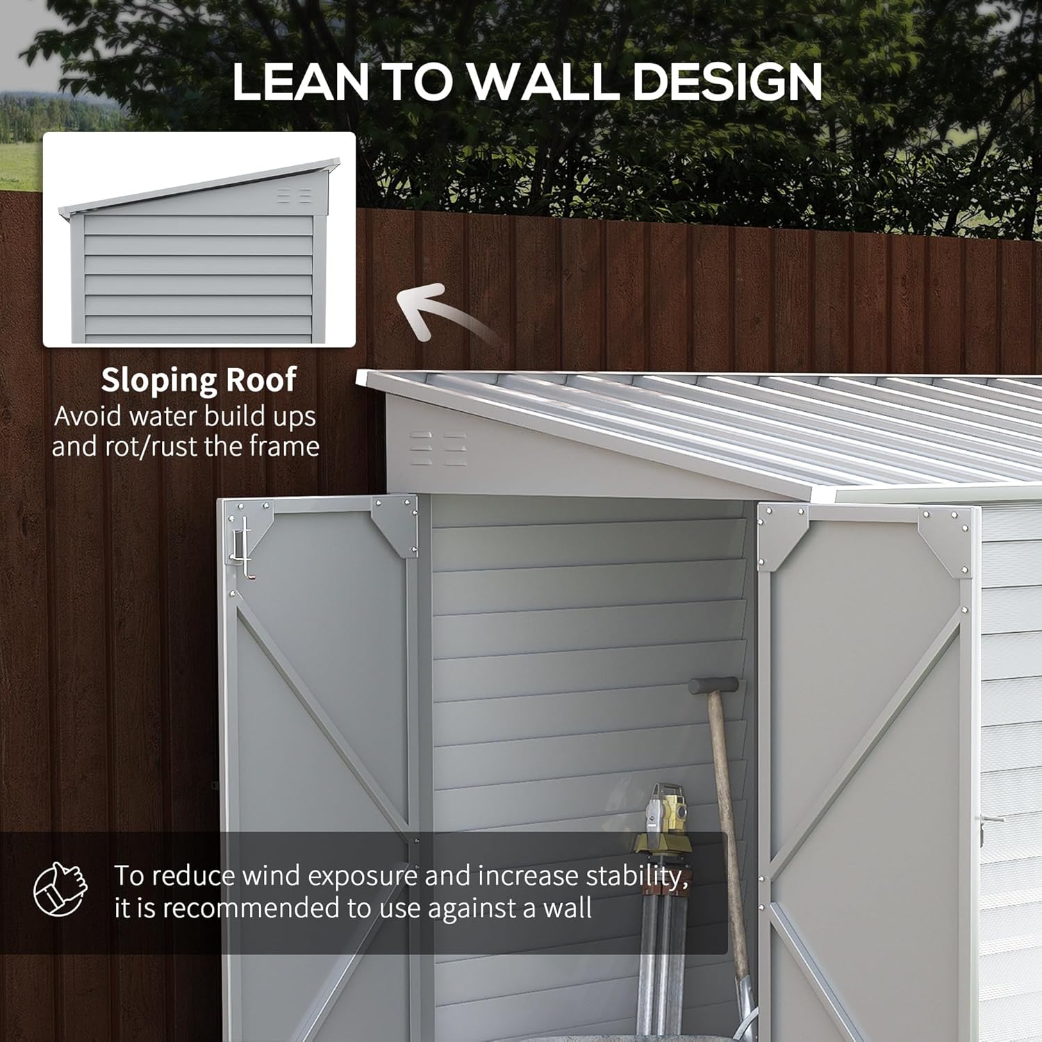 Heavy-Duty Outdoor Garden Storage Shed for Lawn Mower, Bike, Tools, and Generator – Galvanized Steel Construction with Ventilation