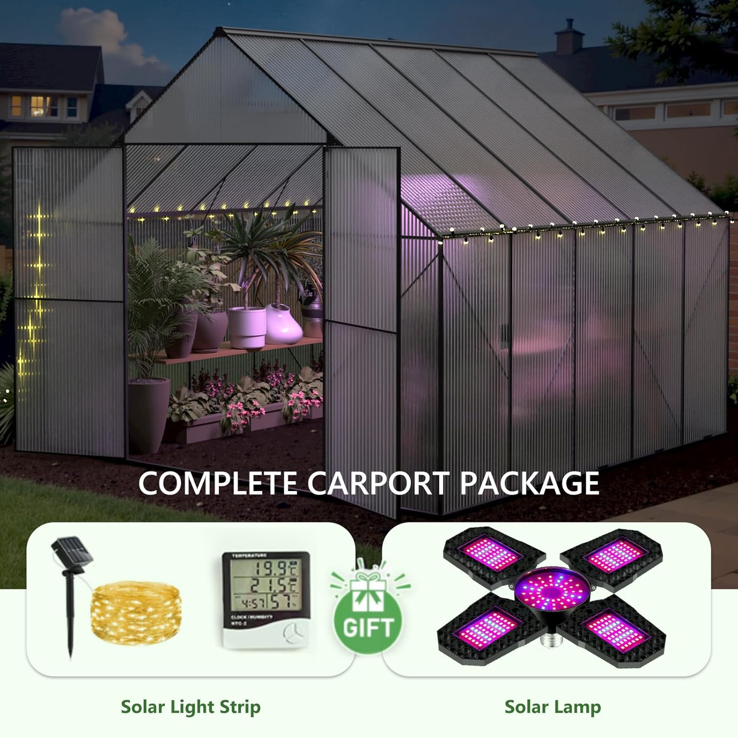Greenhouse for Outdoors, Heavy Duty Polycarbonate Greenhouse, Walk in Greenhouses for Outdoor Garden Backyard with Roof Vent (10x10 FT)