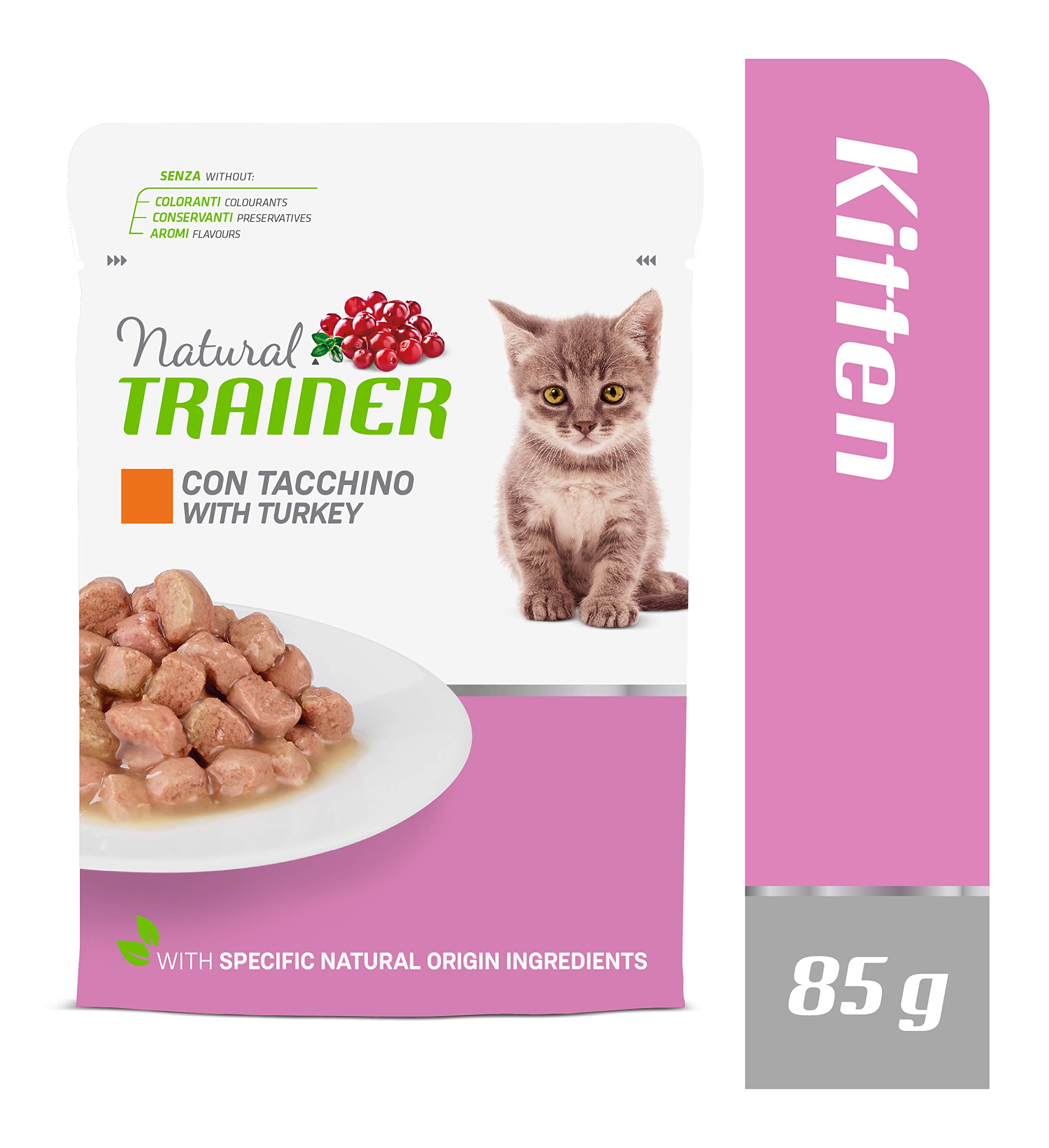Natural Trainer Kitten&Young Cibo per Gatti con Tacchino 12 buste x 85 g - 1020 gr