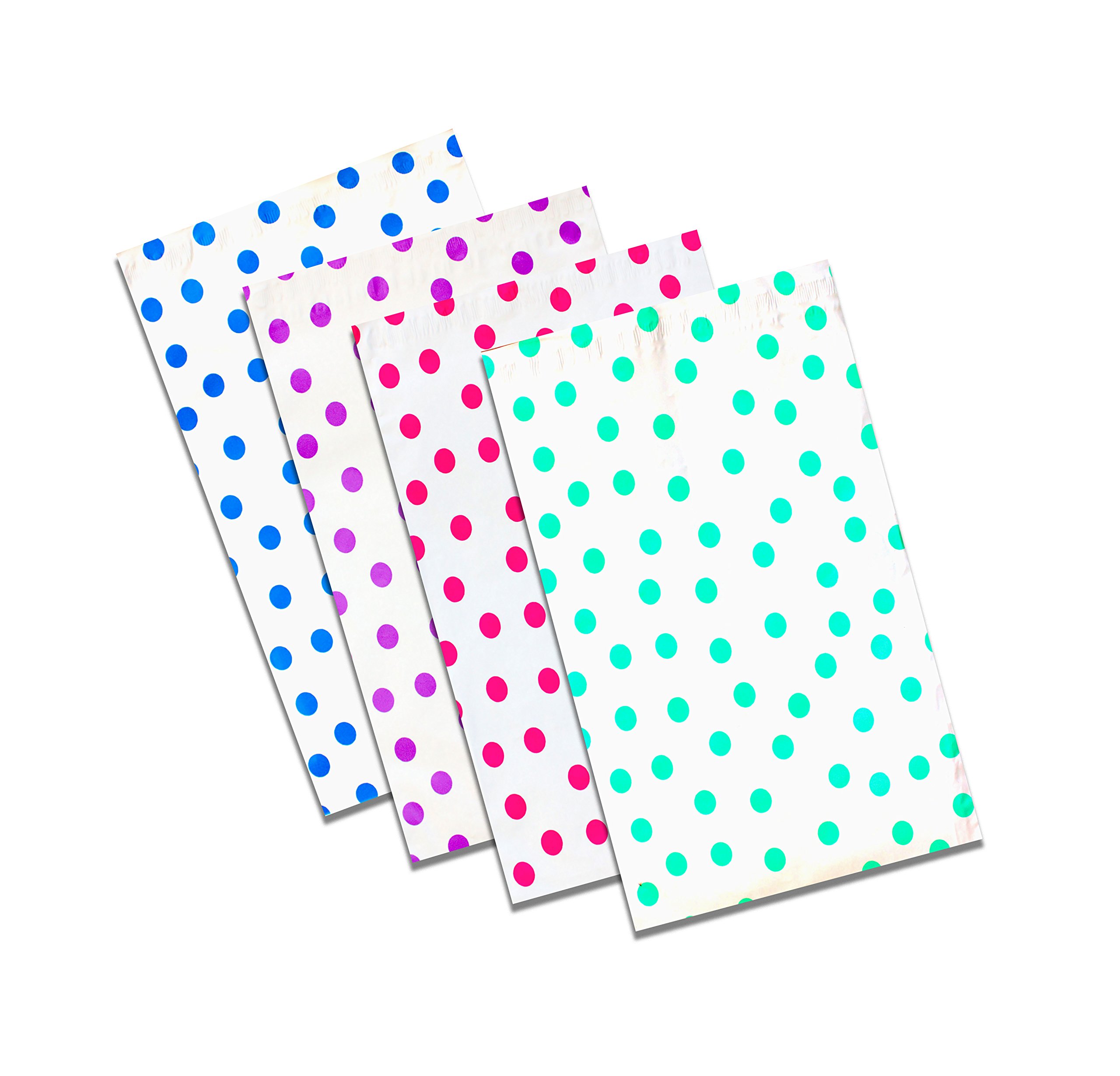 6" x 9" Designer Series -Flat Poly Mailers, Self Sealing Envelopes (50, All 4 Polka Dot Colors)