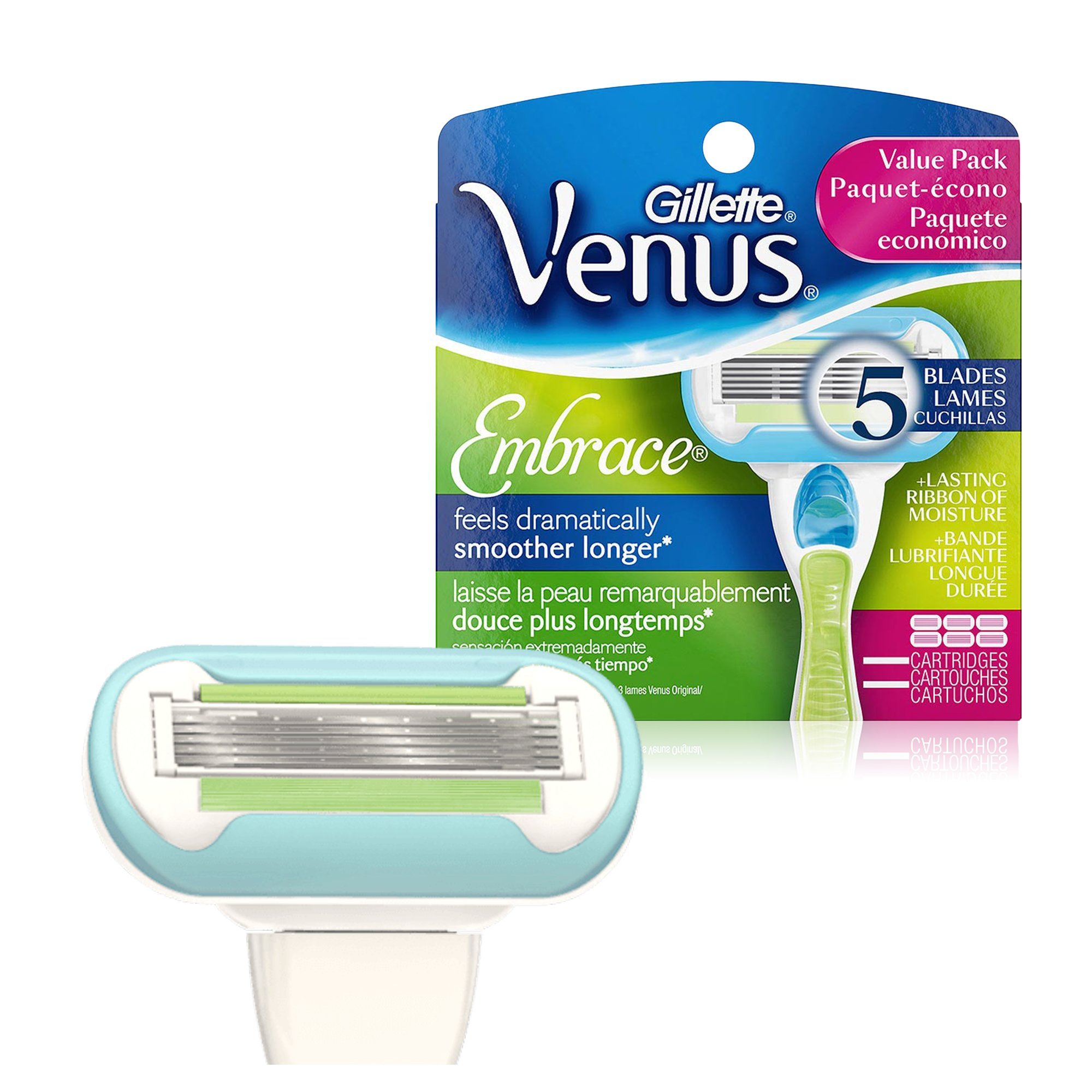 Gillette Venus Lame extra Smooth da donna, 4 lame di ricambio per rasoio da donna con 5 lame