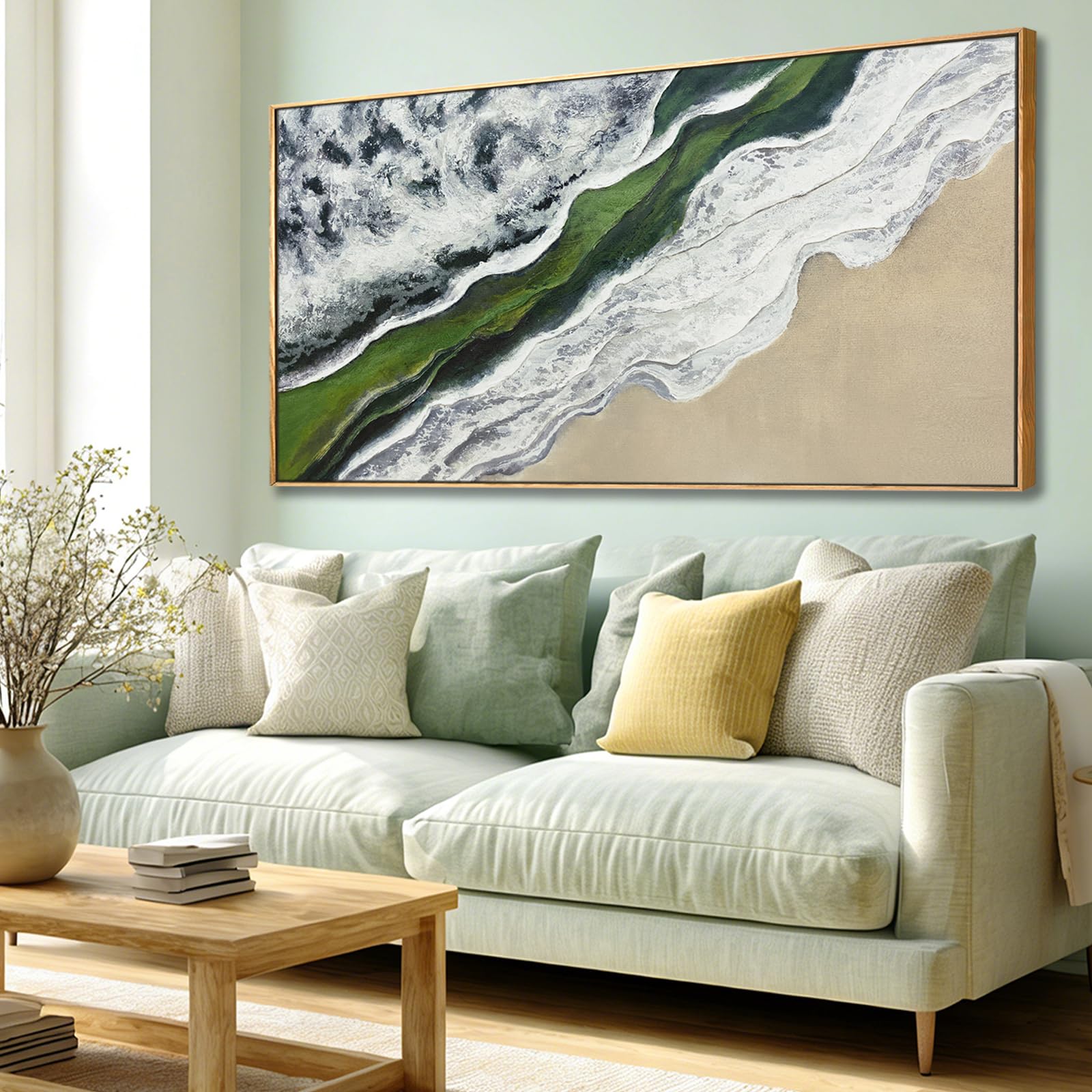 Abstract Beach Wave Canvas Wall Art - 24x48