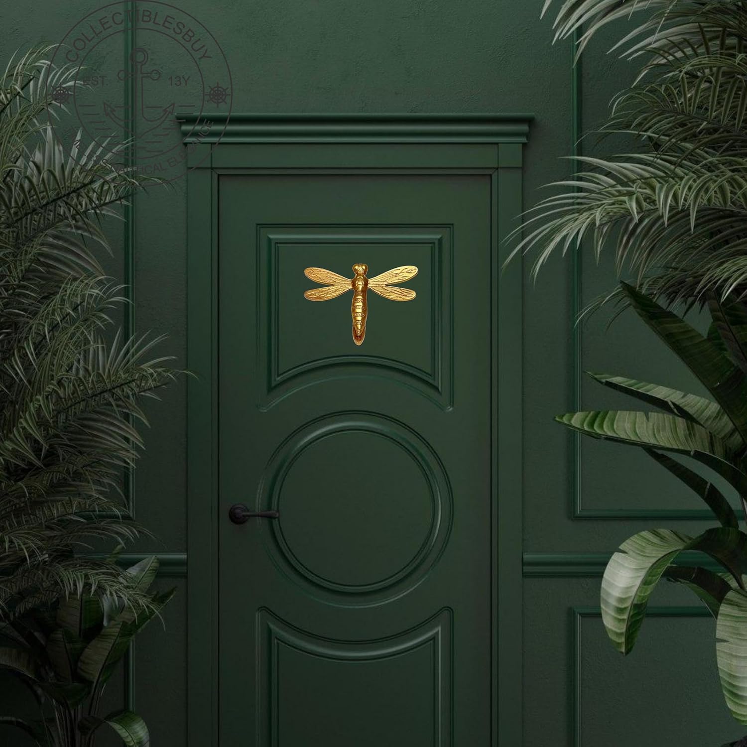 Shiny Brass Dragonfly Door Knocker – Decorative Nature Themed Front Door Hardware for Home, Garden, or Entrance – Vintage Style Gold Knocker for Home