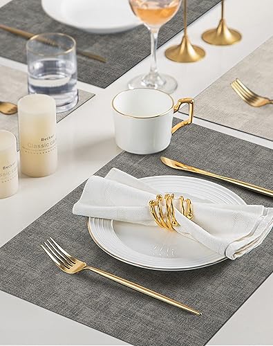 Miniatura 8 de SUEH DESIGN Juego de 6 manteles individuales de cuero, reversibles, resistentes al calor, impermeables, antideslizantes, para mesa de comedor,