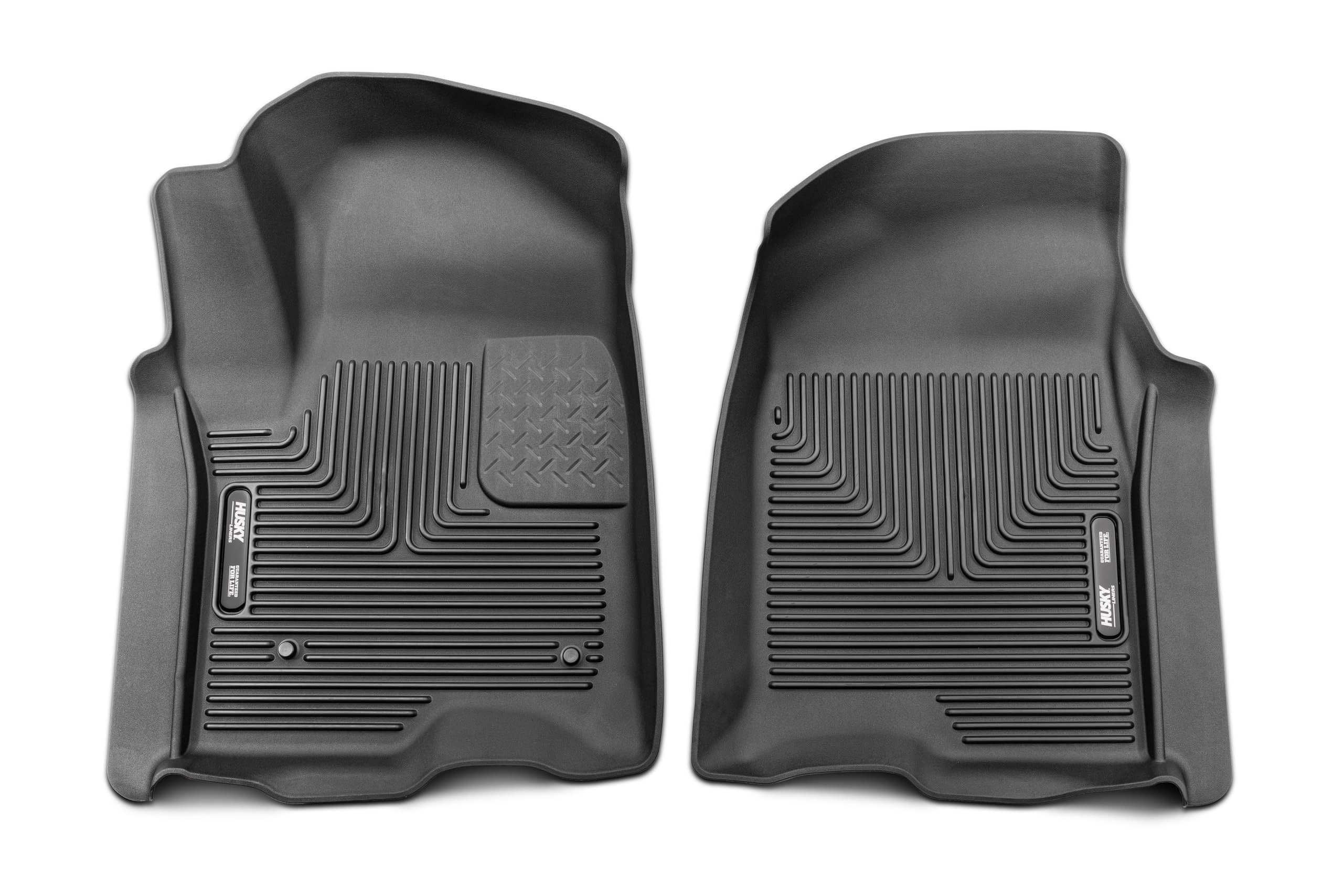 Husky Liners X-act Contour Floor Mats | Fits 2019-2026 Chevrolet Silverado & GMC Sierra 1500 & 2020-2026 Silverado & Sierra 2500/3500 Double & Crew CAB ONLY | Front Row, 2-pc Black - 54101