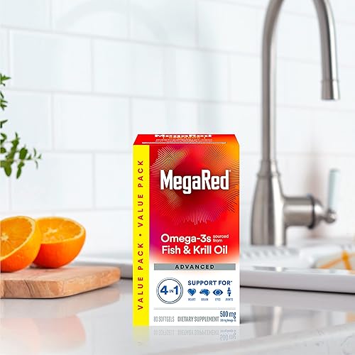 Miniatura 13 de Megared Omega-3 Fish Oil + High Absorption Krill Oil 500mg Softgels, MegaRed Advanced 4in1 (80 count in a bottle) Concentrated Omega-3 Fish & Krill