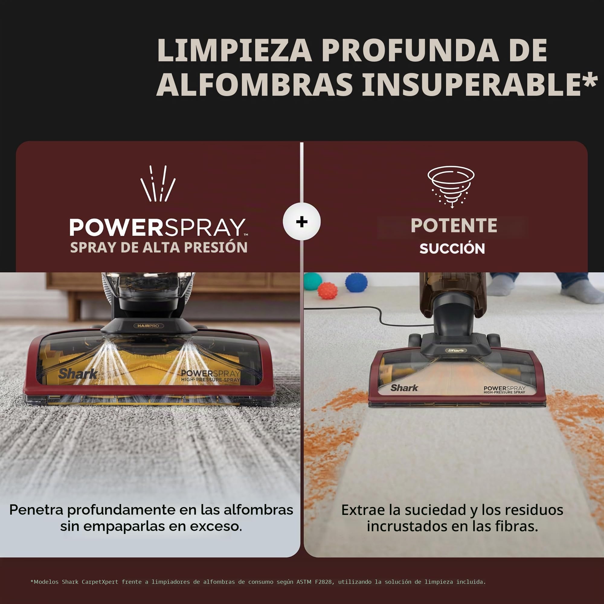 Shark CarpetXpert HairPro, limpiador de alfombras vertical, ligero, perfecto para mascotas, limpieza profunda, suciedad, suciedad y eliminación de olores, champú de alfombras, EX221BRN, magenta