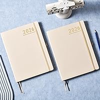 Vista 9 de 2026 Planner - JAN 2026 - DEC 2026, Planner 2026, Weekly and Monthly Planners, Leather Cover Planners with Thick Paper, Back Pocket with Notes Oro