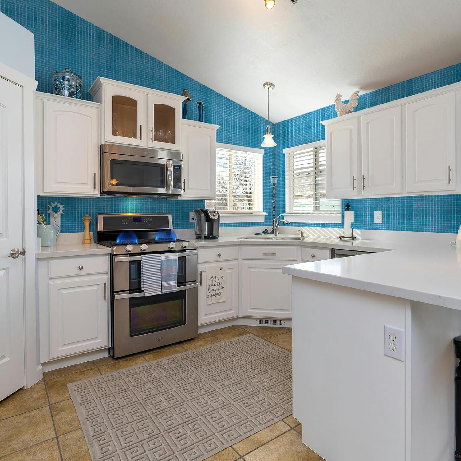 10 Pieces Marble Square Mosaic backsplash Tiles for Bathing Rooms and Exterior Walls, Swimming Pools, etc.