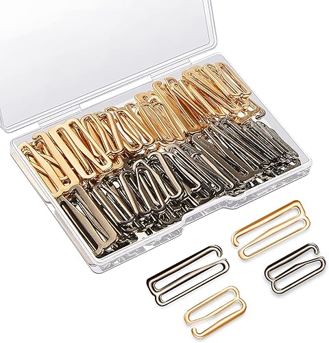 Boao 40 ganchos para brasier de traje de baño, correa de repuesto, gancho deslizante de metal para trajes de baño y lencería, 2 tamaños (0.709 in,