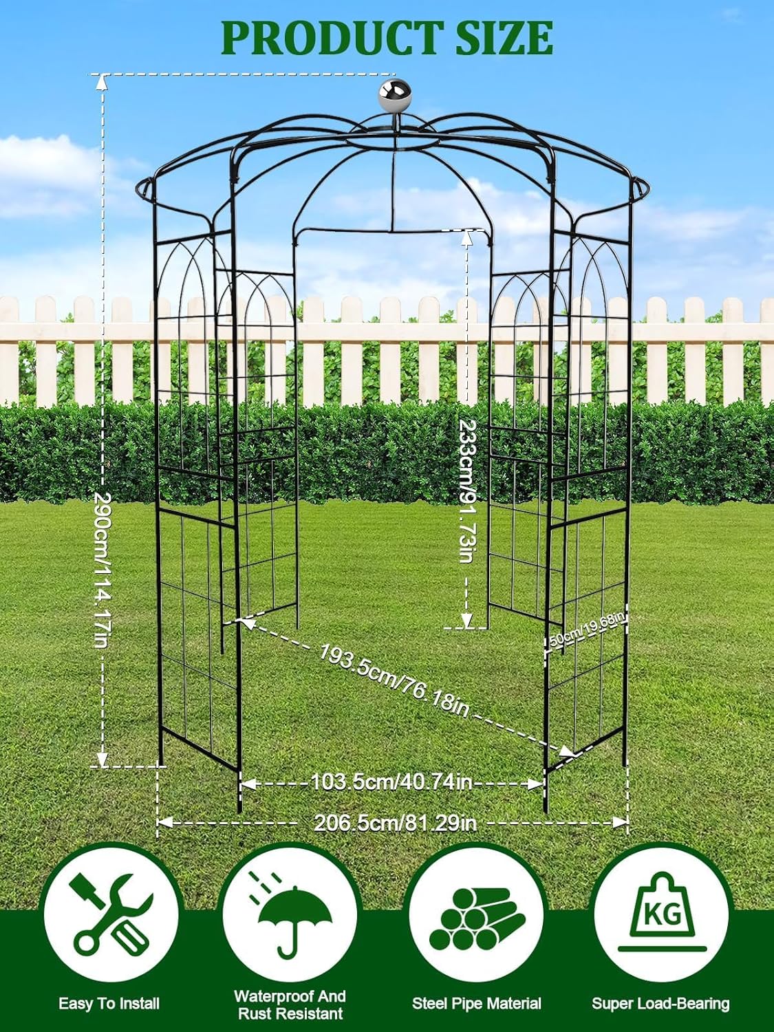 Kalolary Pergola Plant Climbing Trellis Heavy Duty Wedding Arbor Metal Gazebo Garden Arch for Outdoor Arbor Climbing Plants Backyard Patio Wedding Ceremony