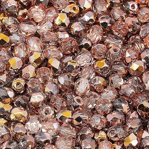 Miniatura 5 de 1.8 oz (1.76 oz, aprox. 600 piezas) de cuentas de vidrio checo prensadas facetadas pulidas al fuego de 0.157 in (0.16 pulgadas), cristal de cobre