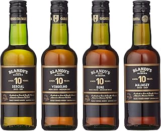Blandy's 10 Year Old Madeira Sercial Verdelho Bual Malmsey Collection Gift Pack Wine, 4 x 20cl