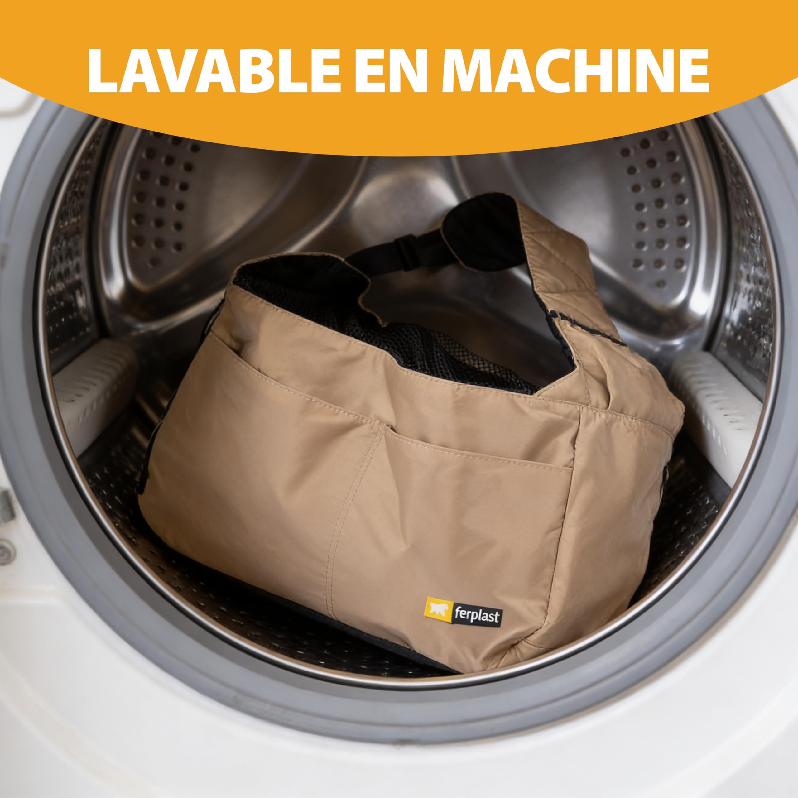 Ferplast Sac de Transport pour Chat Safari, Sac Transport Chien, Caisse de Transport Chat, Bandoulière réglable, Sangle de sécurité, Lavable, Max 5 kg, 47 x 17 x h 28 cm