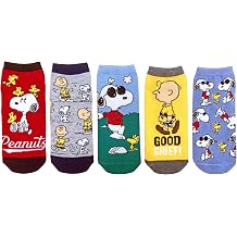 Hyp Peanuts Snoopy and Charlie Brown Good Grief! Juniors/Womens 5 Pack Ankle Socks