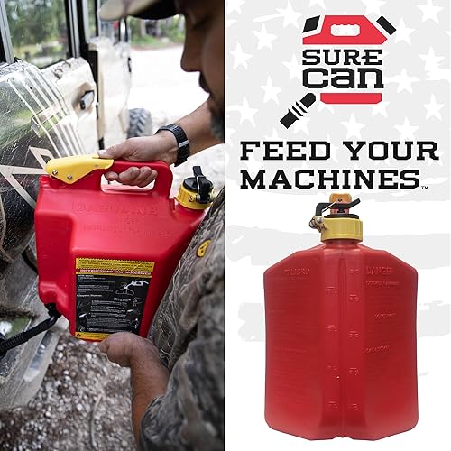 Miniatura 31 de Surecan Lata de seguridad tipo II de 5 galones – Boquilla giratoria flexible, tanque sin derrames, autoventilación, gatillo de pulgar y bidón