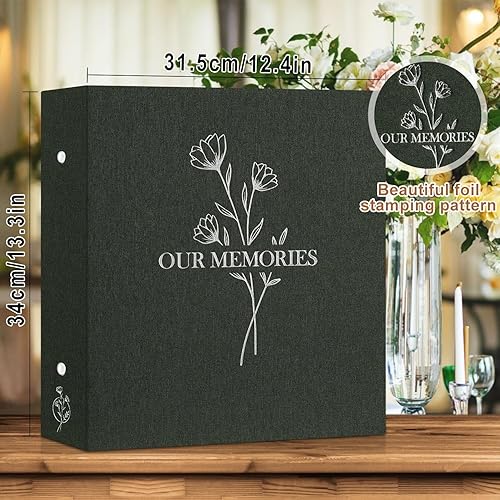 Vista 63 de Lanpn Álbumes de fotos pequeños de 4 x 6 pulgadas, 50 imágenes, paquete de 2 unidades, mini capacidad de lino Our Memories, juego de bolsillos