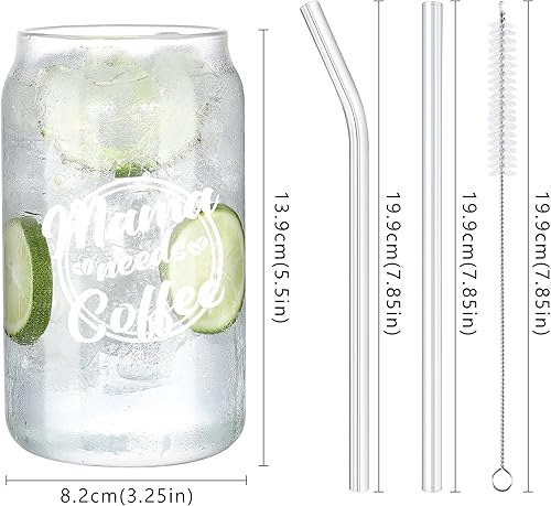 Miniatura 7 de Taza de vidrio para café con texto en inglés "Mama Needs Coffee", regalos para mamá de hija, hijo, niños, regalo de cumpleaños para mamá, mujer,