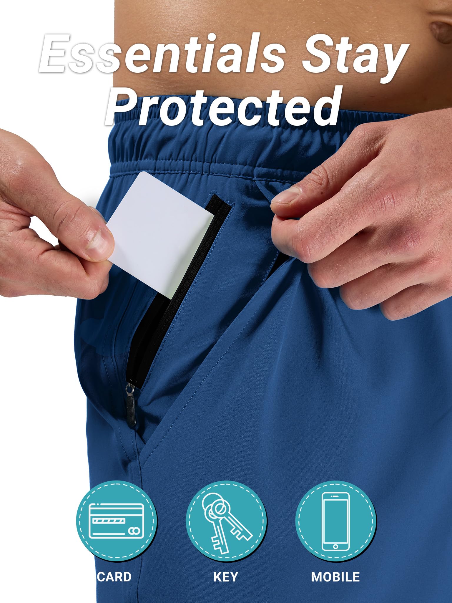 Arcweg Bañador Hombre Largo 2 en 1 de Secado Rápido con Forro de Compresión Elástico y Bolsillos, Shorts de Baño Impermeable para Playa, Piscina y Natación