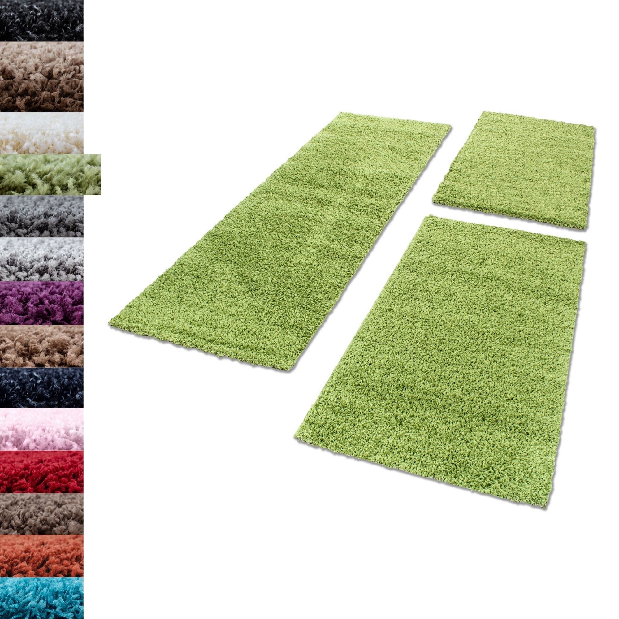 Carpettex Bettumrandung Shaggy Teppich Läuferset 3 teilig Hochflor Einfarbig Langflor