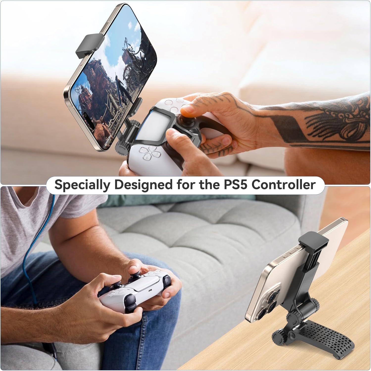 PS5 Controller Phone Mount Clip, PS5 Mobile Gaming Phone Controller Holder for PlayStation 5, PS5 Remote Play Phone Stand Replacement for PlayStation 3 Chargers Black image 6 of 6 B0DNF4RY27