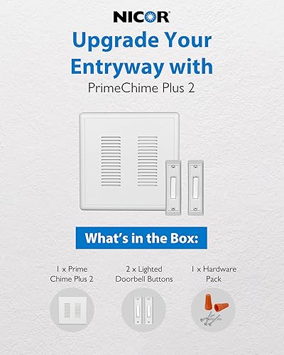 Miniatura 10 de Kit de timbre eléctrico PrimeChime Plus 2, timbres para el hogar, incluye campanillas de anillo seleccionables, botón decorativo, negro, iluminación