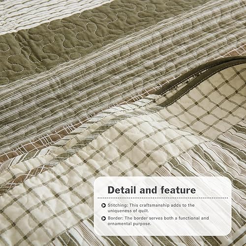 Vista 21 de Y-PLWOMEN Colcha tamaño Queen – Colcha reversible de 100% algodón a rayas, ligera, acogedora y moderna, ropa de cama de campo para todas las Azul