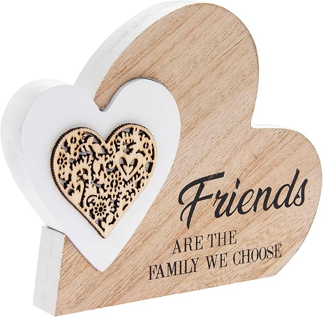 lesser and pavey LP44043 Plaque | Double Heart Friends | 1 Piece-15x2x12 cm Accessory, White
