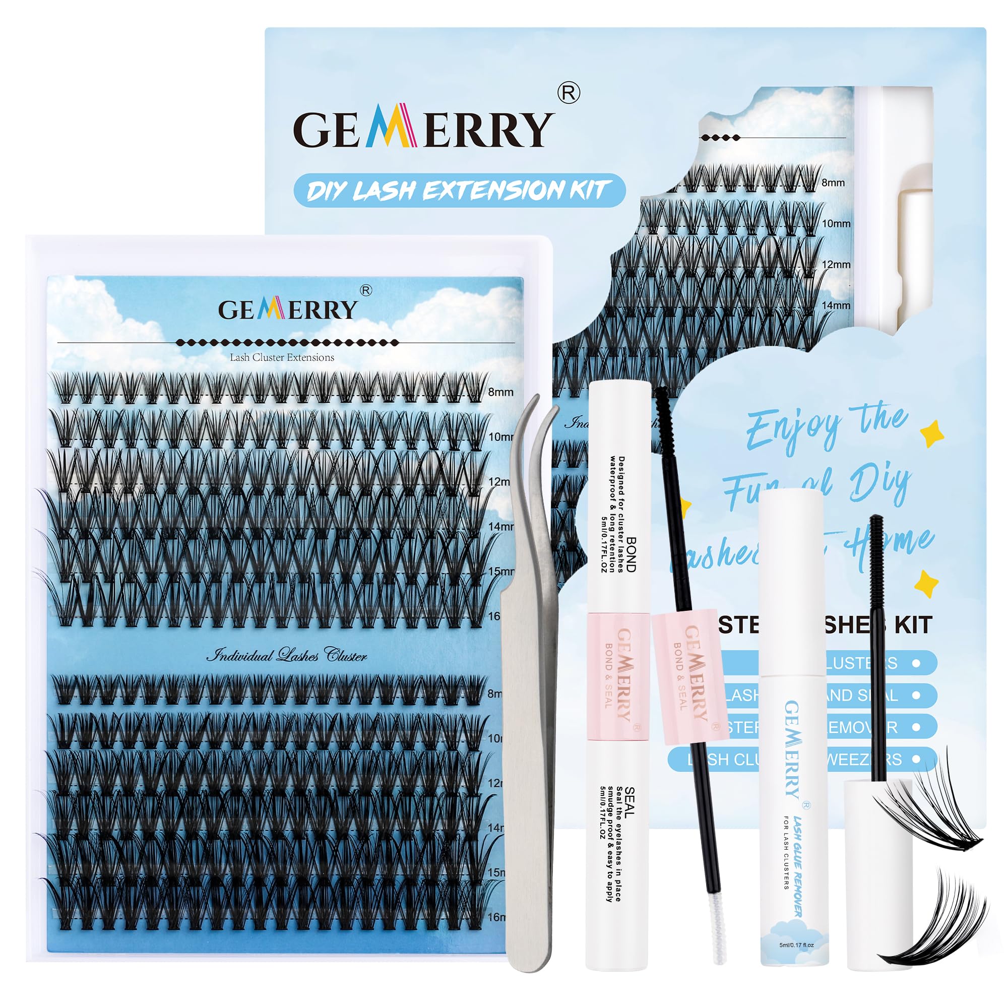 Kit De Extensión De Pestañas Postizas Individuales DIY con 240 PCS 8-16mm Pestañas Pelo a Pelo y Pegamento Pinzas Gemerry (30+40D) — view 16