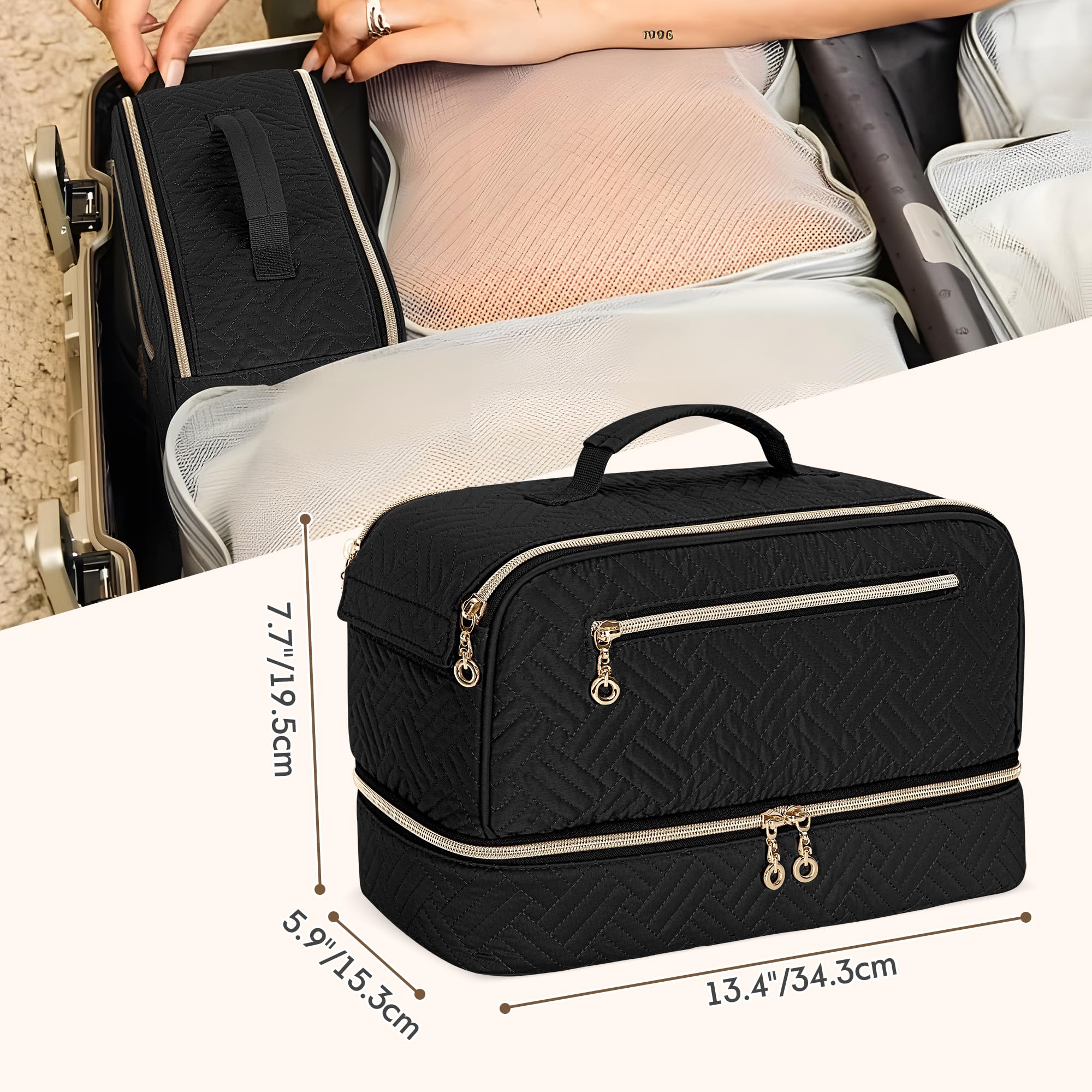 Teamoy Estuche de almacenamiento de viaje de doble capa compatible con secador de pelo Dyson, organizador portátil de gran capacidad para secador de pelo y accesorios, Negro