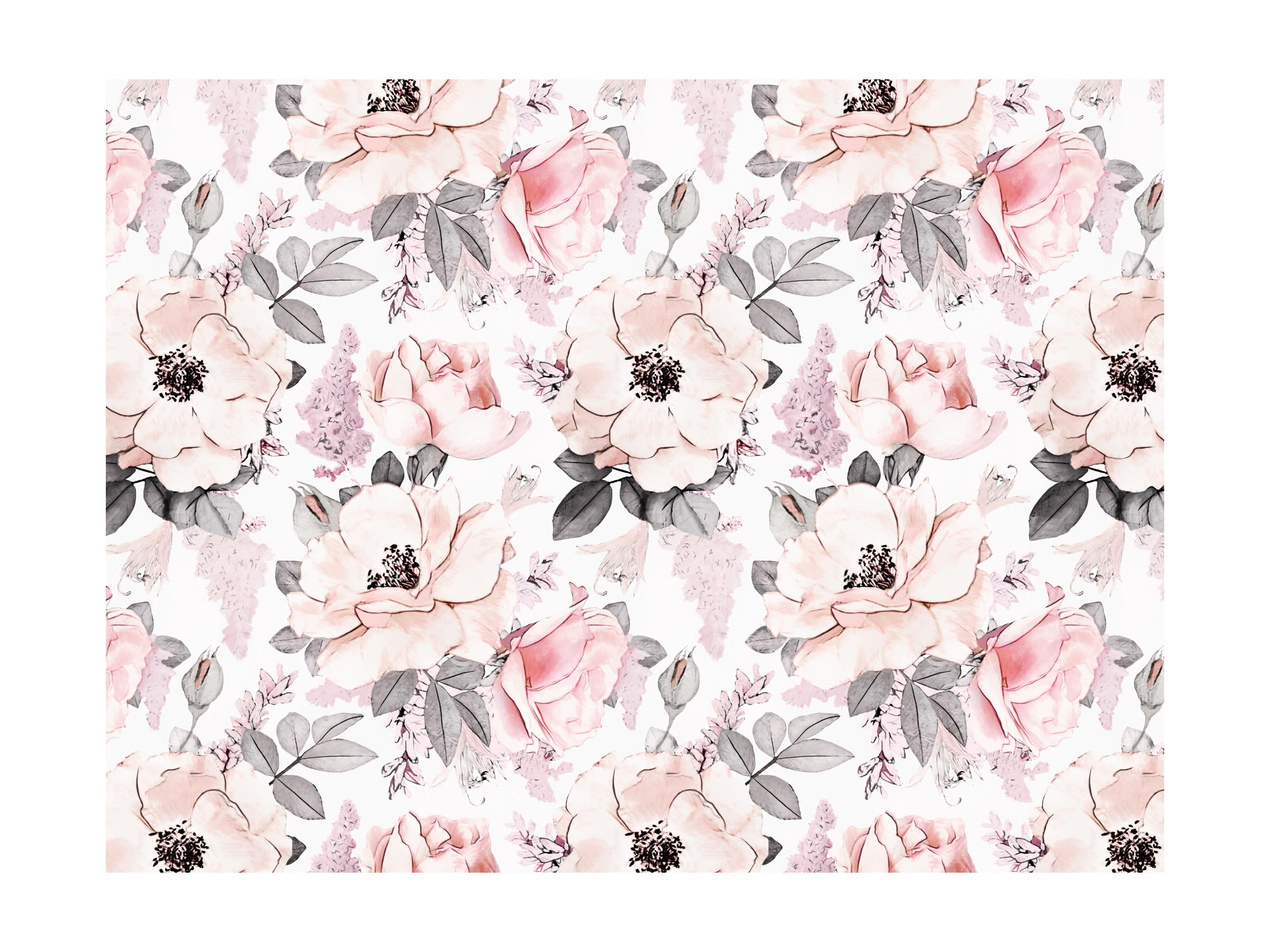 Murwall Nursery Floral Wallpaper Kids Peony Floral Wall Mural Flower Pattern Wall Paper Pink Blossom Wall Print for Girls Bedroom Childroom Kindergarten Livingroom