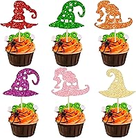 Vista 12 de Gyufise 1 pieza de decoración de pastel de cumpleaños con purpurina montada de terror clásico de Halloween para temática de terror sangriento