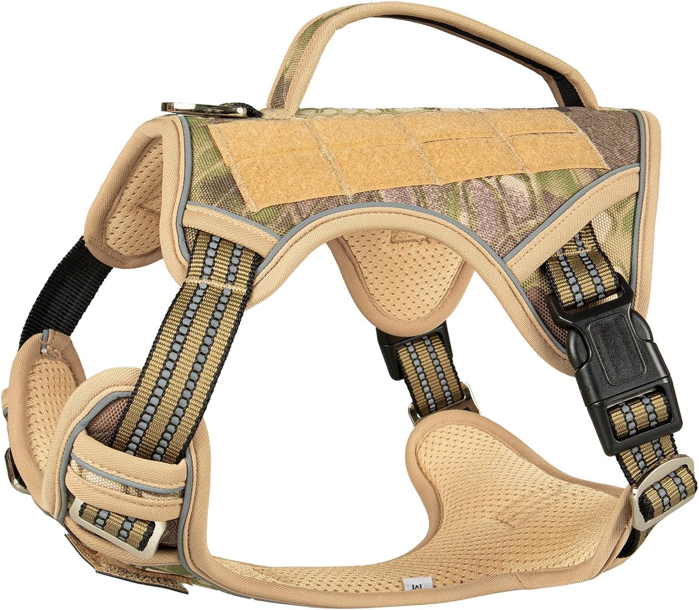 PremiPet Tactical Dog Harness for Working Service Dog Training, Reflective Molle Military Vest with Vertical Handle for Medium Large Breeds