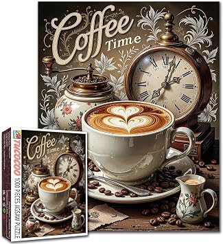 Coffee Jigsaw Puzzles for Adults 1000 Piece Vintage Coffee Cup Artwork with Latte Art Puzzle Challenging DIY Crafts Puzzles for Family Game Nights Home Wall Decoration Gifts 20 x 27 Inches