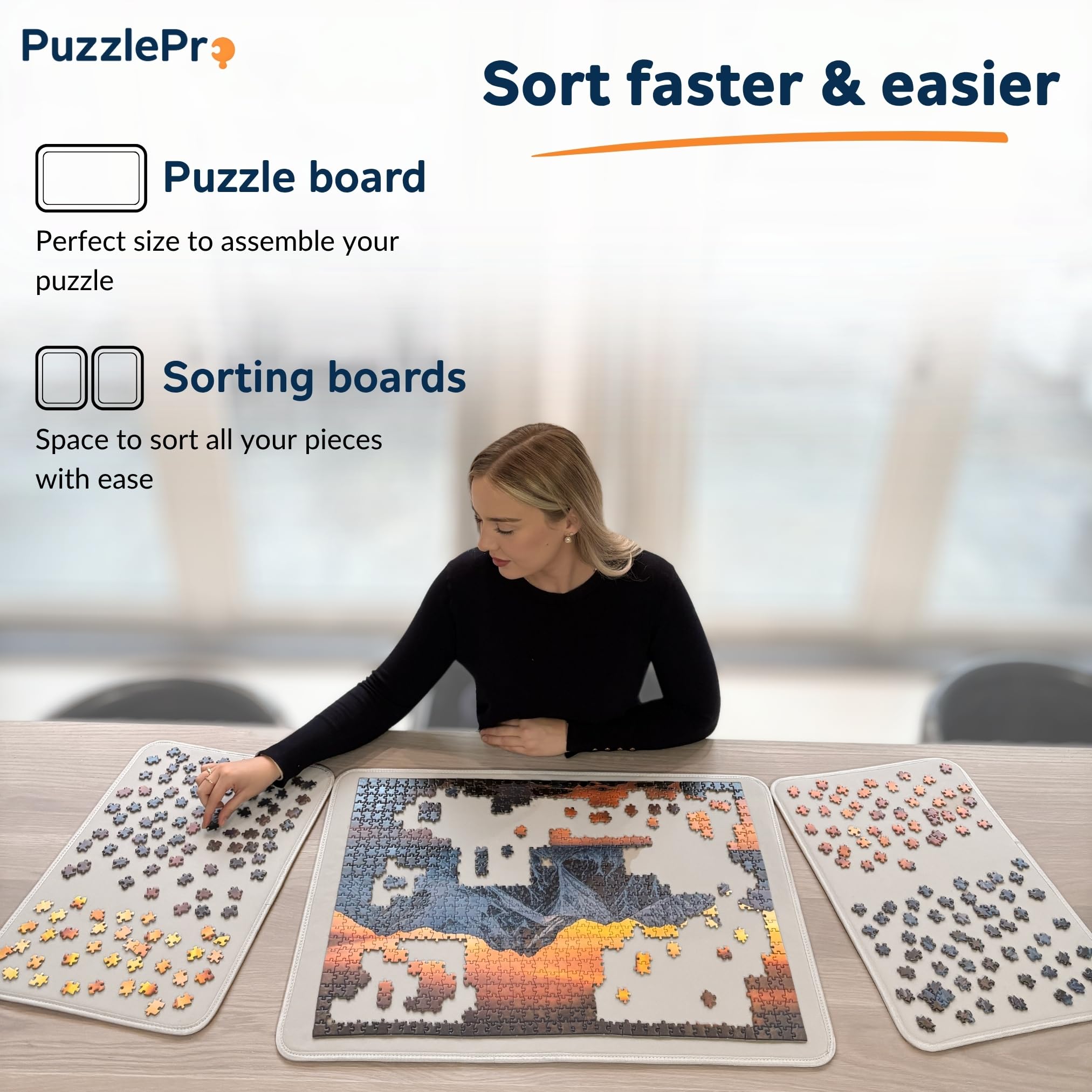 Mallette puzzle - Rangement, transport et puzzles où vous le souhaitez - 3 tapis puzzle - Convient pour 1500 pièces - Léger - Planche à puzzle - Table de puzzle - Dossier de puzzle
