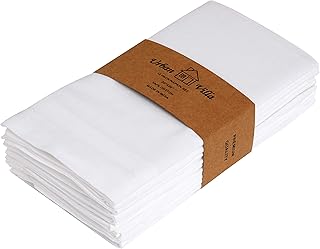 Urban Villa Solid White Set of 12 Dinner Napkins (20X20 Inch) 100% Cotton Everyday Use Premium Quality Over sized Cloth Na...