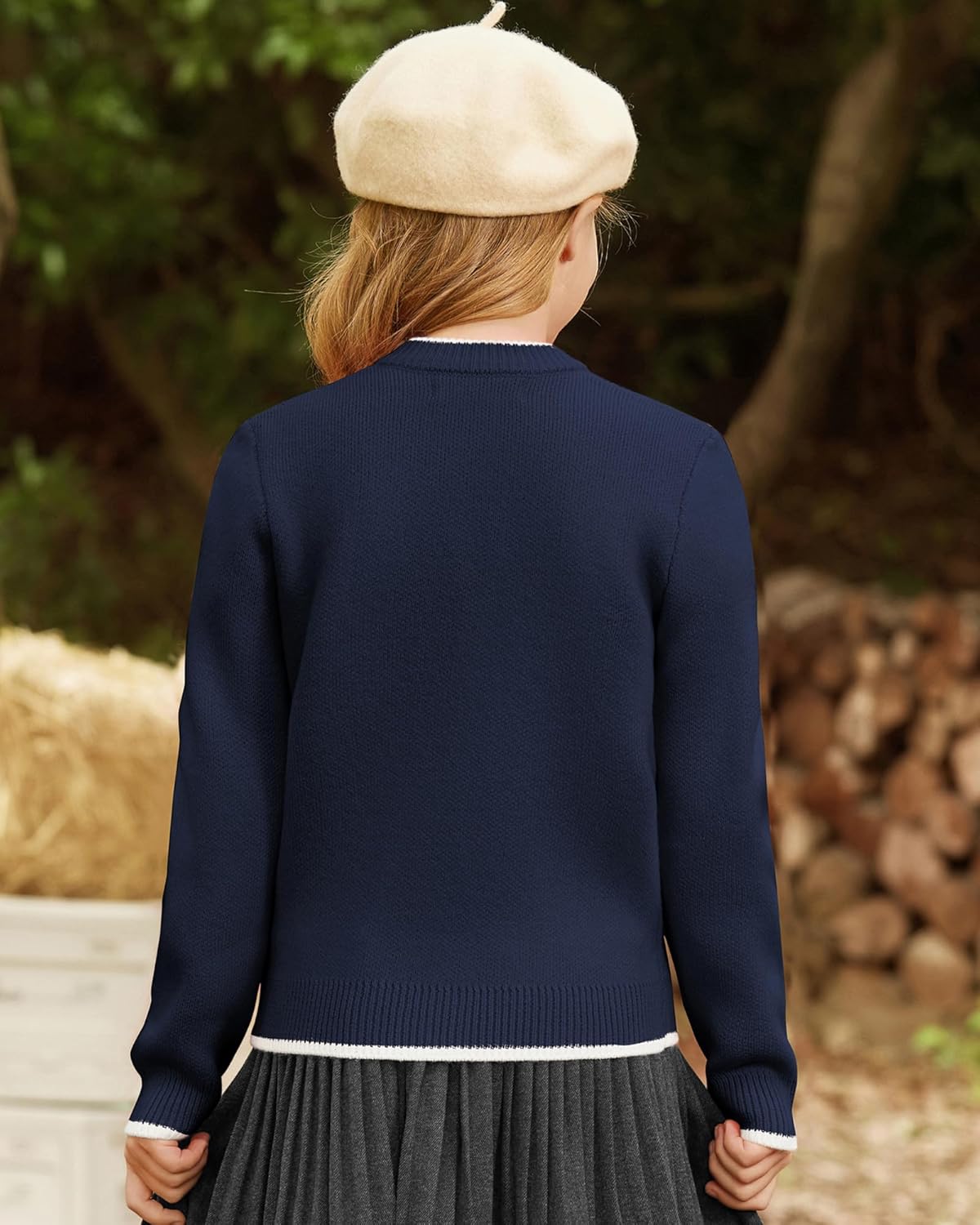 GRACE KARIN Girls Cardigan Knit Zip Uniform Sweater School Winter with Pockets 6-14Y - Image 6