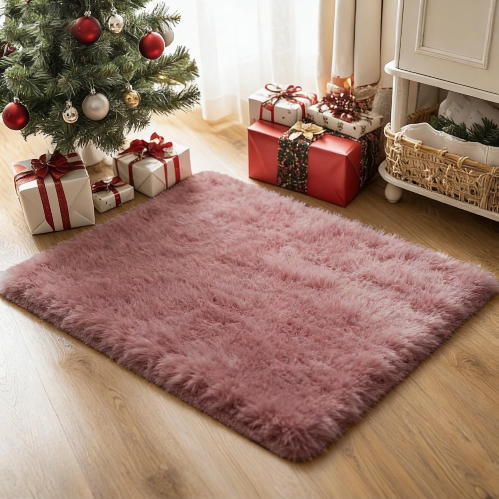 Tapis pour chambre d'enfant moderne rose foncé doux et sécurisé