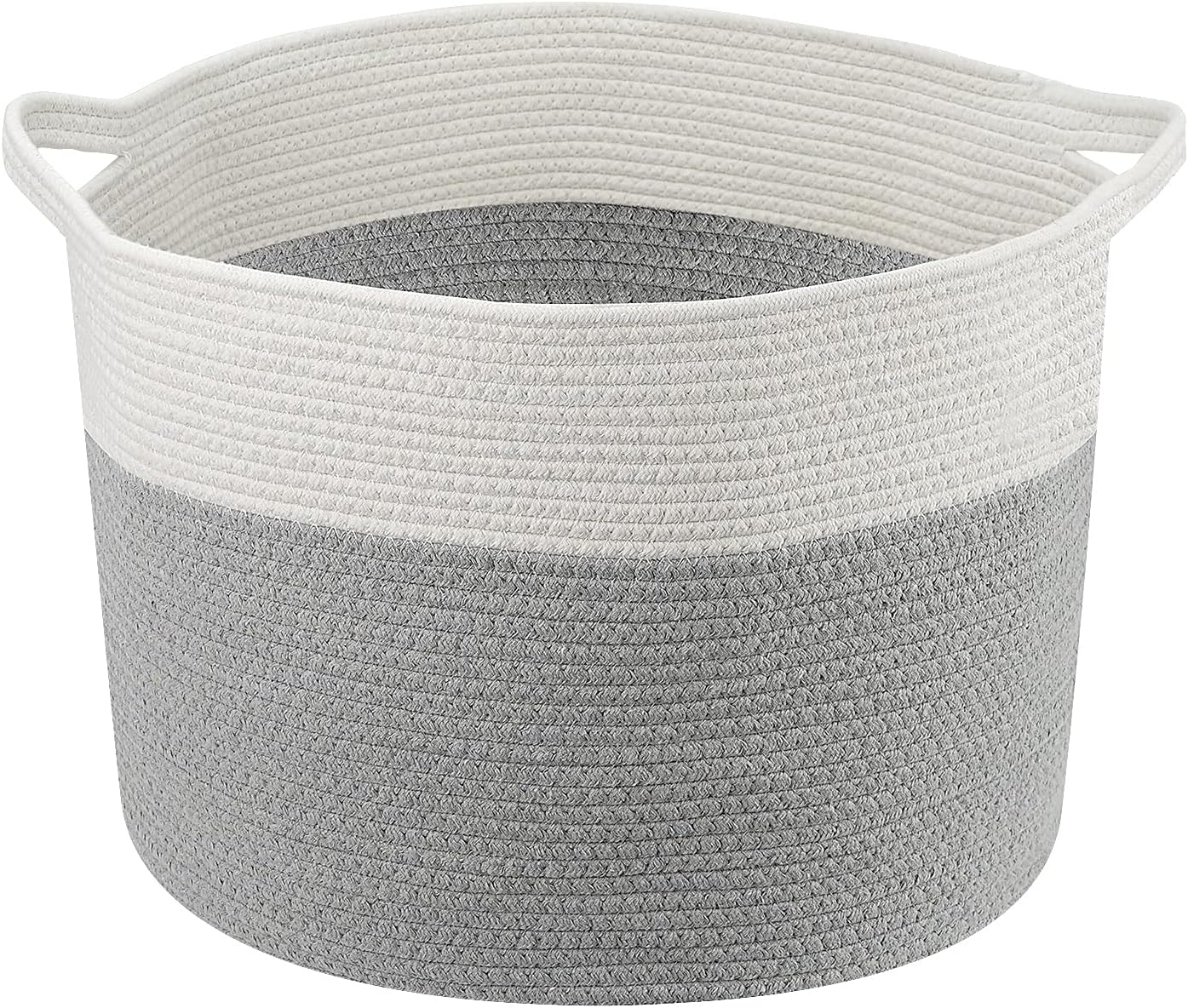 Meizon Toy Basket for Kids with Handles, Big Cotton Rope Laundry Basket for Bedroom Living Room Soft Organiser Basket for Blanket Storage, 40 x 40 x 37cm