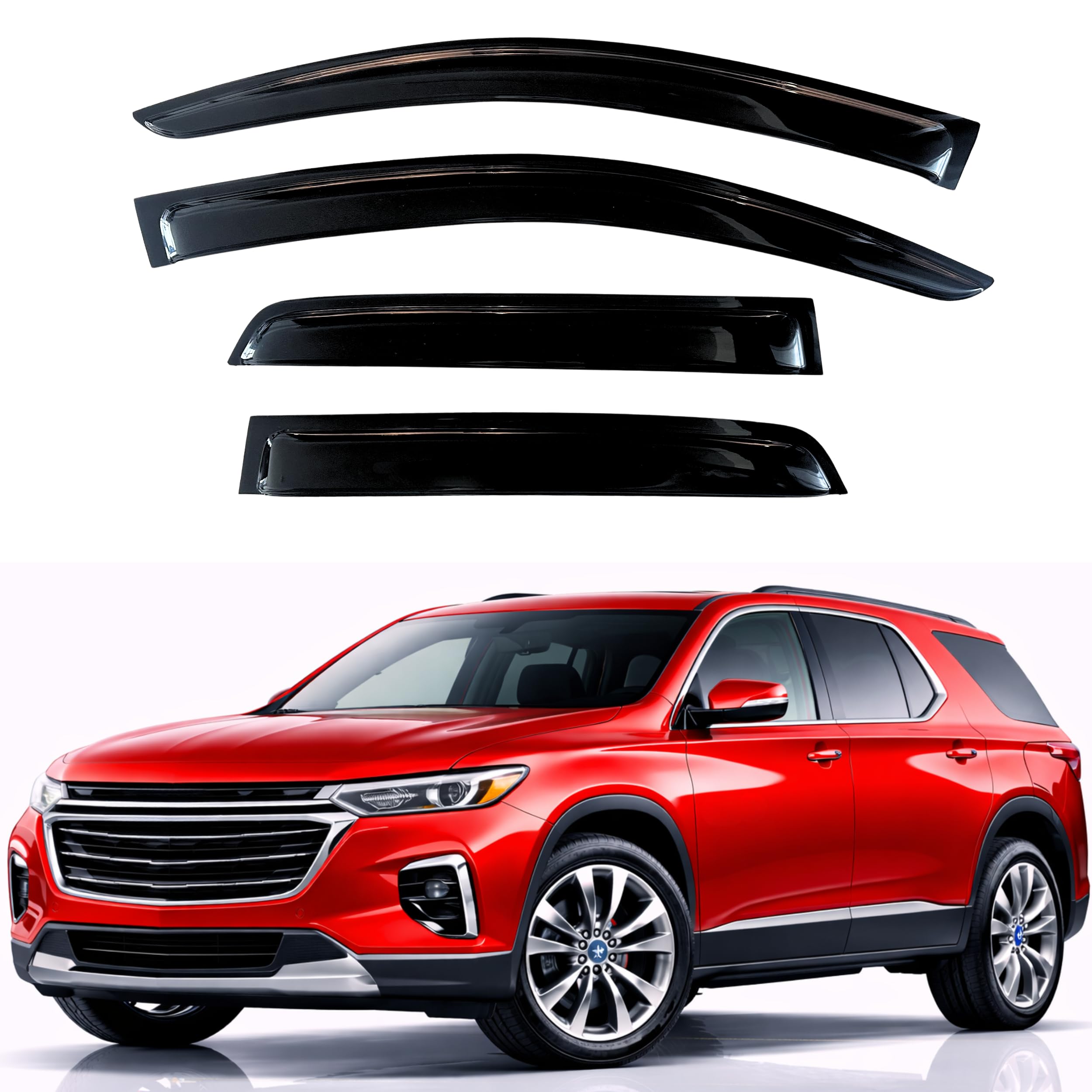 KPY Rain Guards Fit for 2018-2023 Chevrolet/Chevy Traverse, Out-Channel Window Visors Vent Wind Deflectors 4PC, Car Accessories for 18-23 Traverse