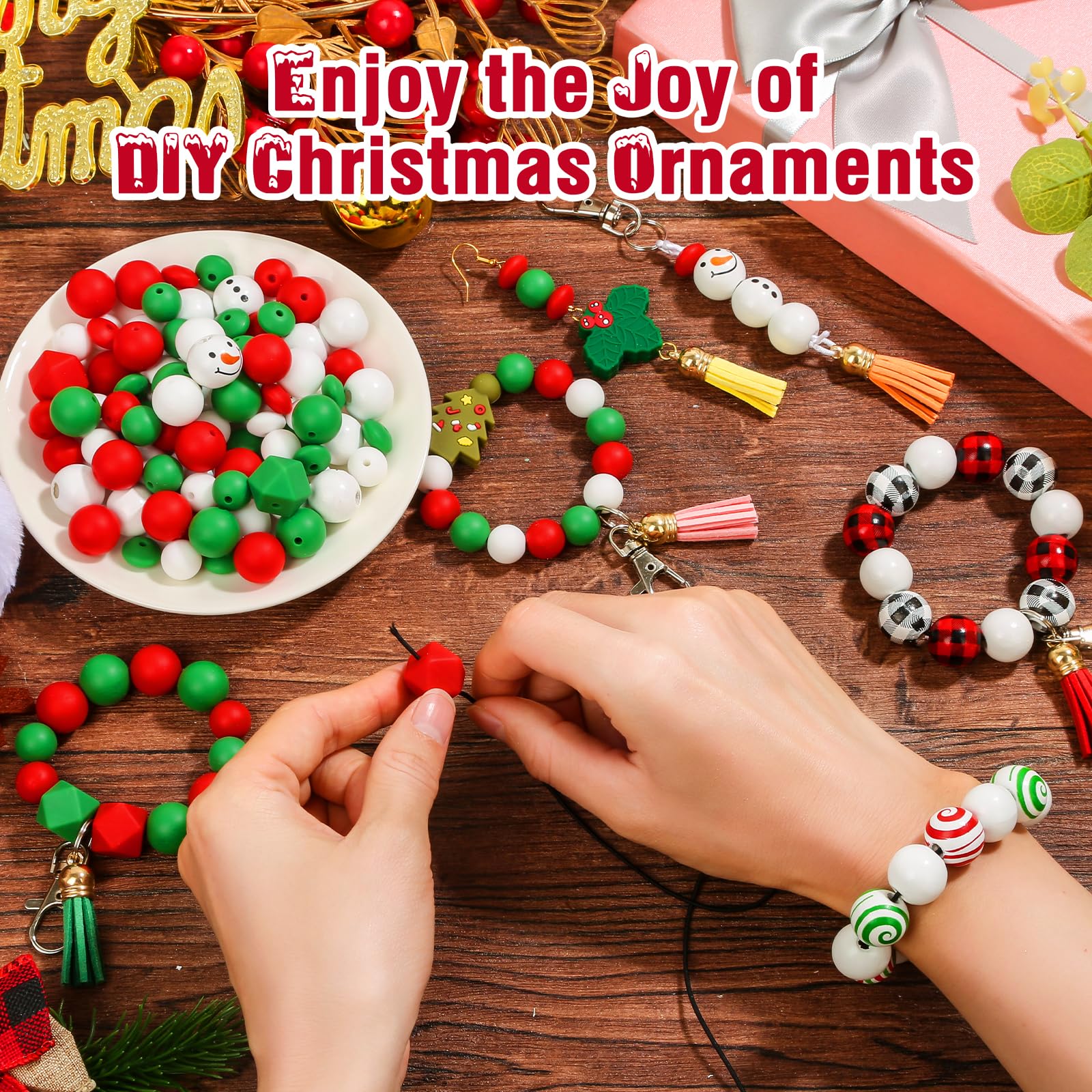 7PCS Christmas Silicone Beads | Bunte Silikonperlen Für DIY Schmuck, Girlanden, Schlüsselanhänger | Handmade Craft Accessories