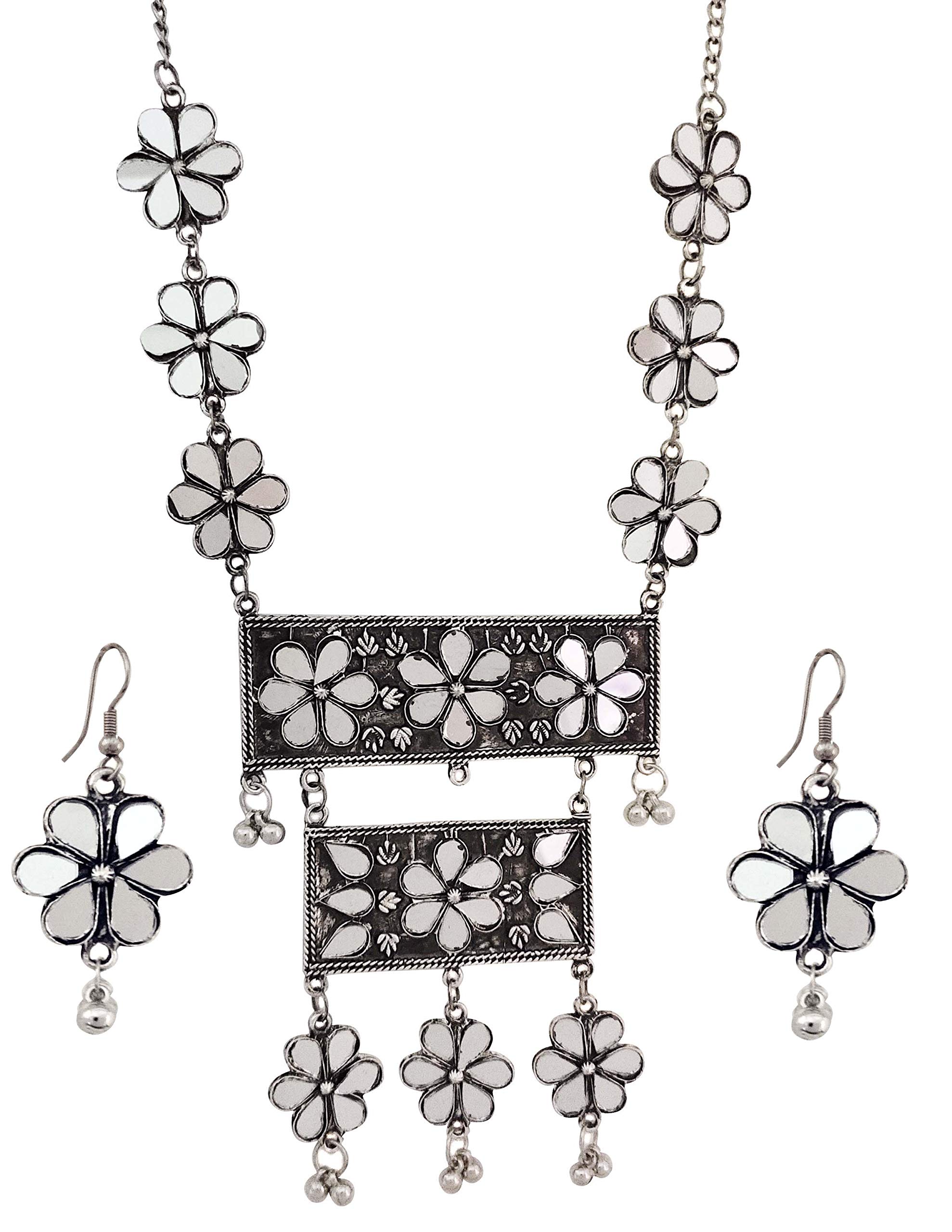 Total Fashion Womens Oxidised Silver Plated Handcrafted Square Shape Mirror Necklace (Silver) (B085L5SLWF) Amazon Price History, Amazon Price Tracker