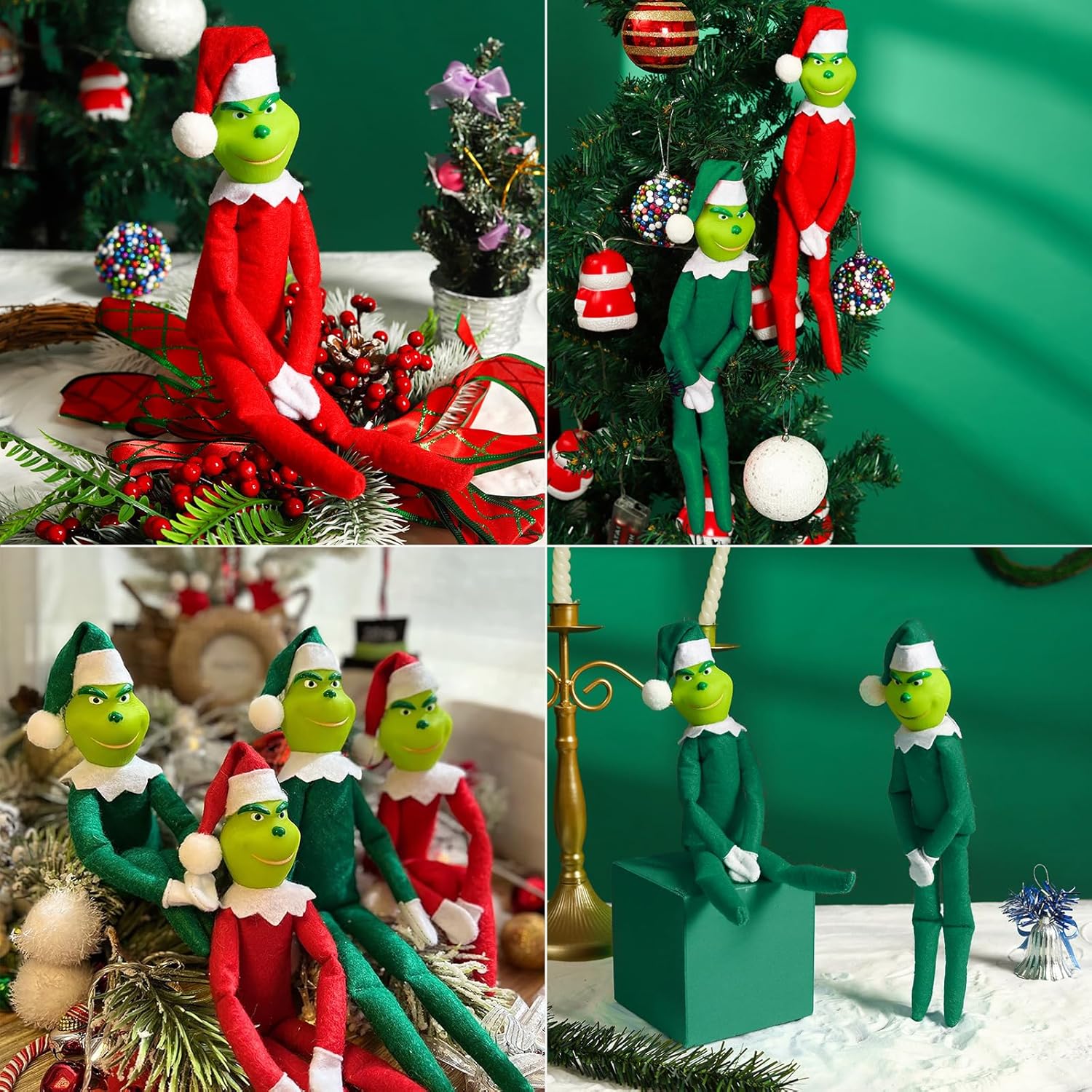12.6'' Christmas Monster Plush Toy, Christmas Stuffed Figures Doll for Kids and Christmas Tree Home Decorations(Green)