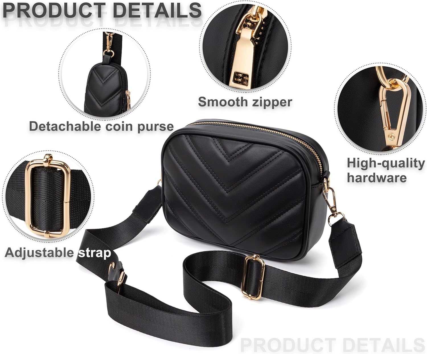 Small Quilted Crossbody Bags for Women Stylish Leather Purse Designer Handbag with Coin Pouch for Shopping, Dating, Traveling - Image 6