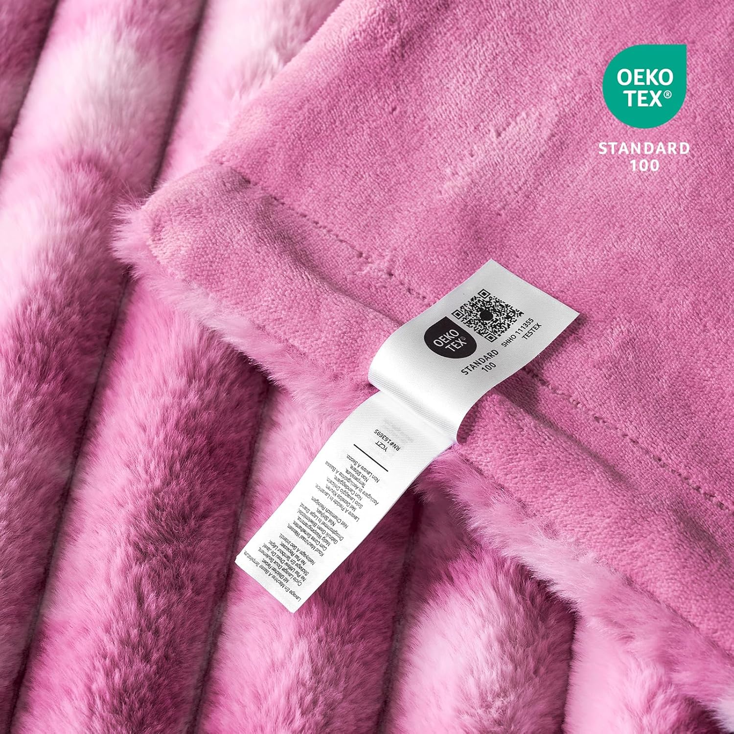 Cozy Bliss Faux Fur Throw Blanket for Couch, Cozy Warm Plush Striped Blanket for Sofa Bedroom Living Room, 50 * 60 Inches Tie-dye Pink - Image 7