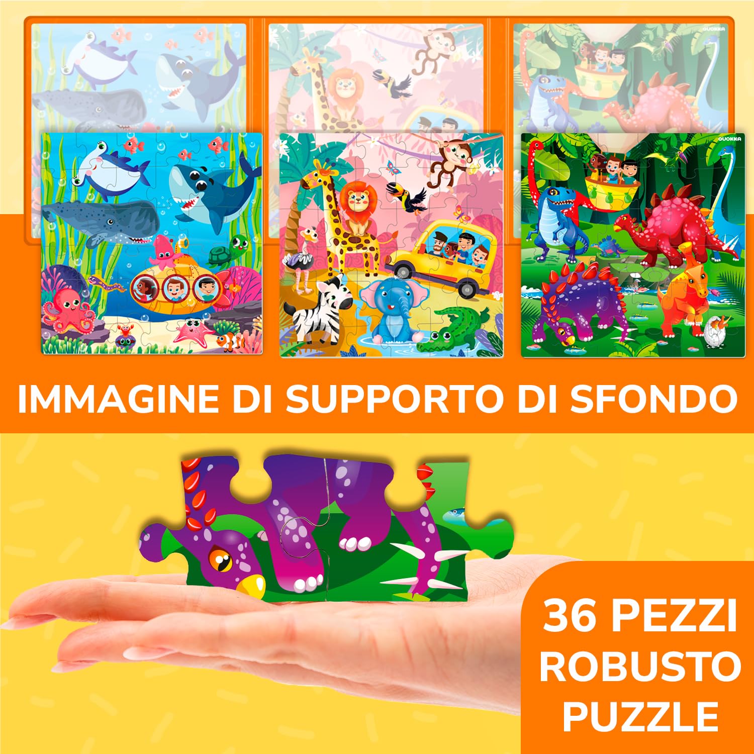QUOKKA Puzzle Magnetico 2 3 Anni – Giochi da Viaggio Bambini 3 4 Anni – 36 Pezzi Puzzle Animali Giungla Mare – Intrattenere Bambini In Aereo – Educativo Giocattoli Regalo dai 2 ai 5