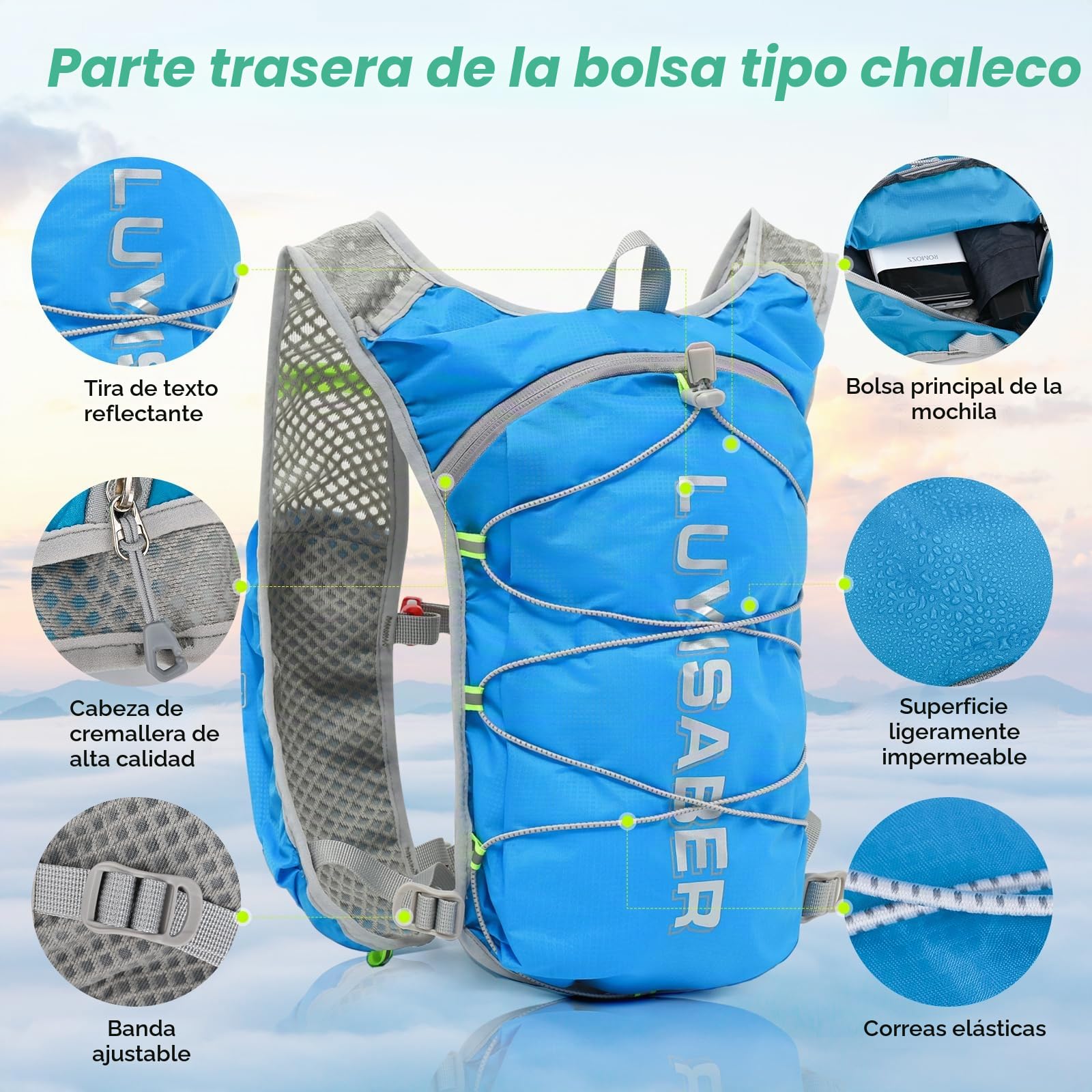 Chaleco de Hidratación,Mochila de Hidratación Ligero,Chaleco Hidratacion Trail Running,Chaleco Running Mujer Hombre Adecuado para Ciclismo,Carrera y Otros Deportes al Aire Libre
