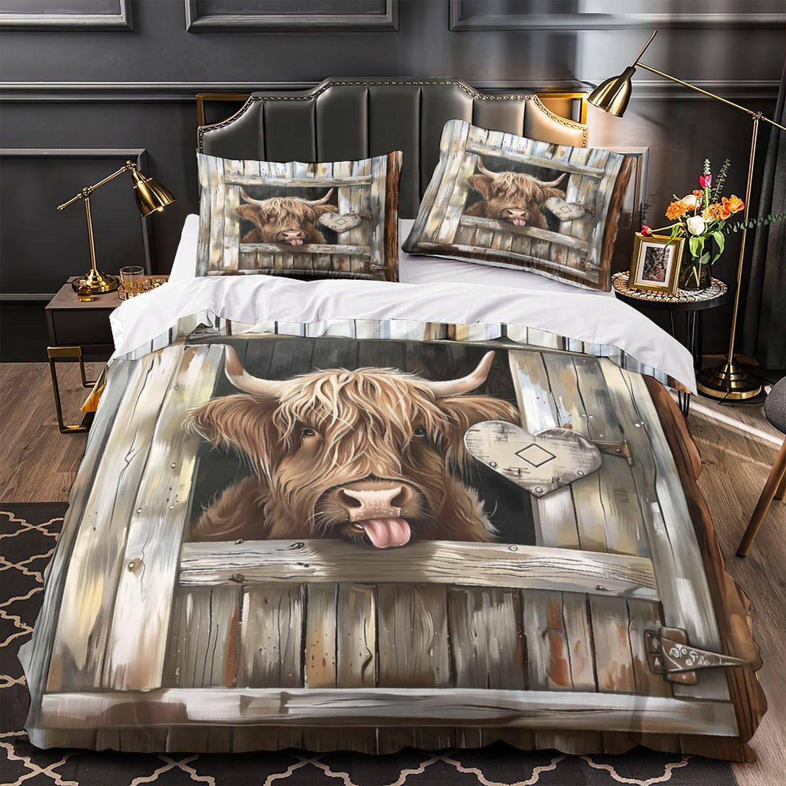 Parure de lit arbre en forme de cœur en microfbre king 220x240cm avec housse de couette imprimée 3D