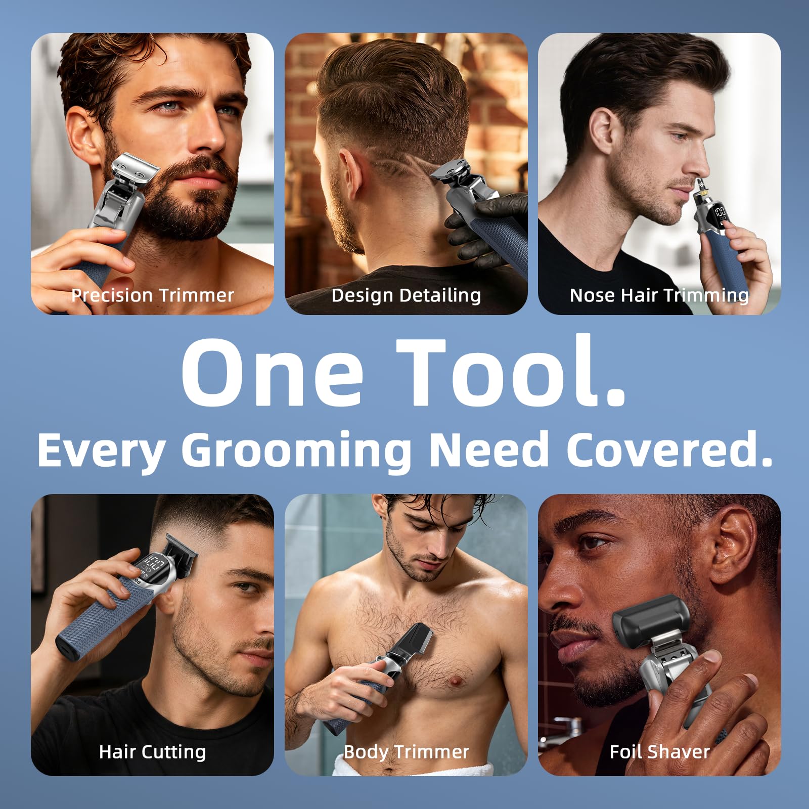 Ufree 6-in-1 Beard Trimmer for Men, Electric Shaver Razor, Hair Trimmer