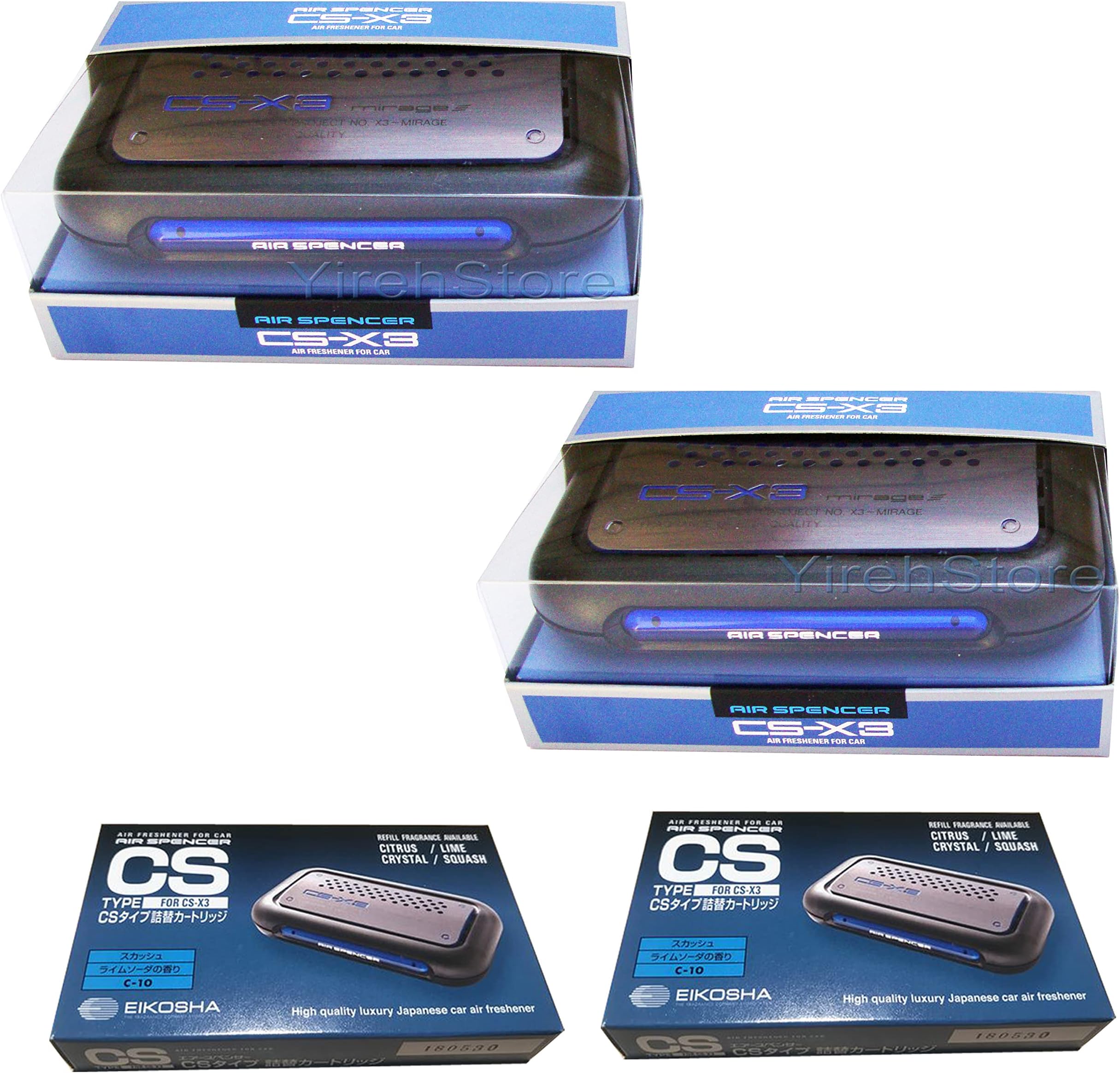 CS-X3 CSX3 Squash Air Spencer Freshener 2 Unit Cases (H4) & 2 Refills (C-10) Eikosha Japan Car Freshener